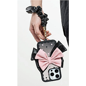 Pink Bow 1.0 - Leather Pink Wrist Strap