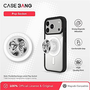 Pop Socket-Metal bow-Silver Wings