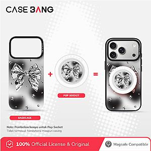 Pop Socket-Metal bow-Silver Wings