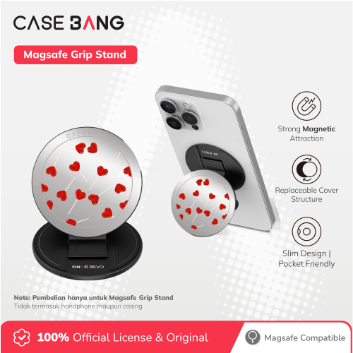 CASEBANG Cherry Bow Series - Red Heart Magsafe Grip Stand Handphone Holder