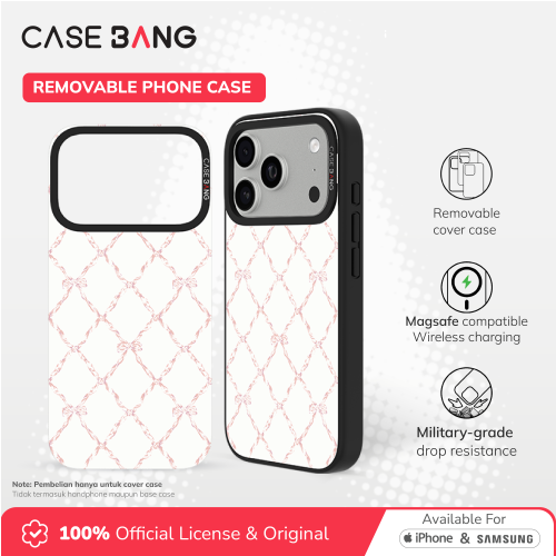 CASEBANG Removable Phonecase Cover Cherry Bow Series - Plaid Bow Magnetic Casing