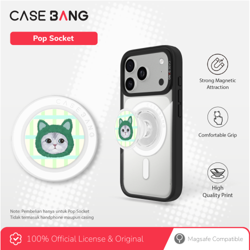 CASEBANG Cat Series - Silver Chincilla Pop Socket Stand Handphone Holder