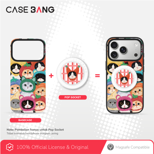 CASEBANG Cat Series - Tuxedo Cat Pop Socket Stand Handphone Holder