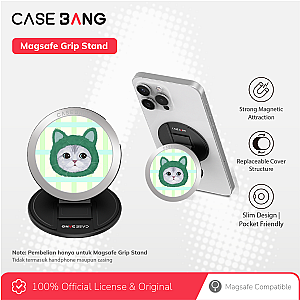 CASEBANG Cat Series - Silver Chincilla Magsafe Grip Stand Handphone Holder
