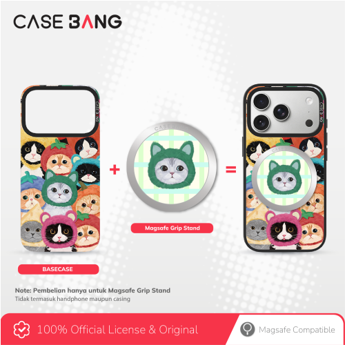 CASEBANG Cat Series - Silver Chincilla Magsafe Grip Stand Handphone Holder