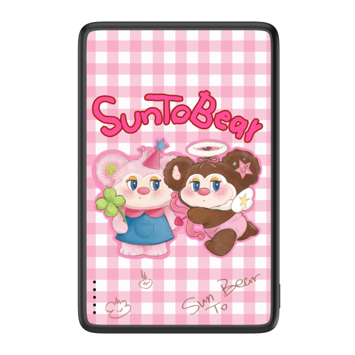 CASEBANG SunToBear Series Powerbank 5000 mAh (Pink Plaid Pair)